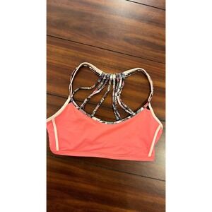 Lululemon Free To Be Bra Wild Coral Pink Floral Strappy Back Sports Bra Size 6